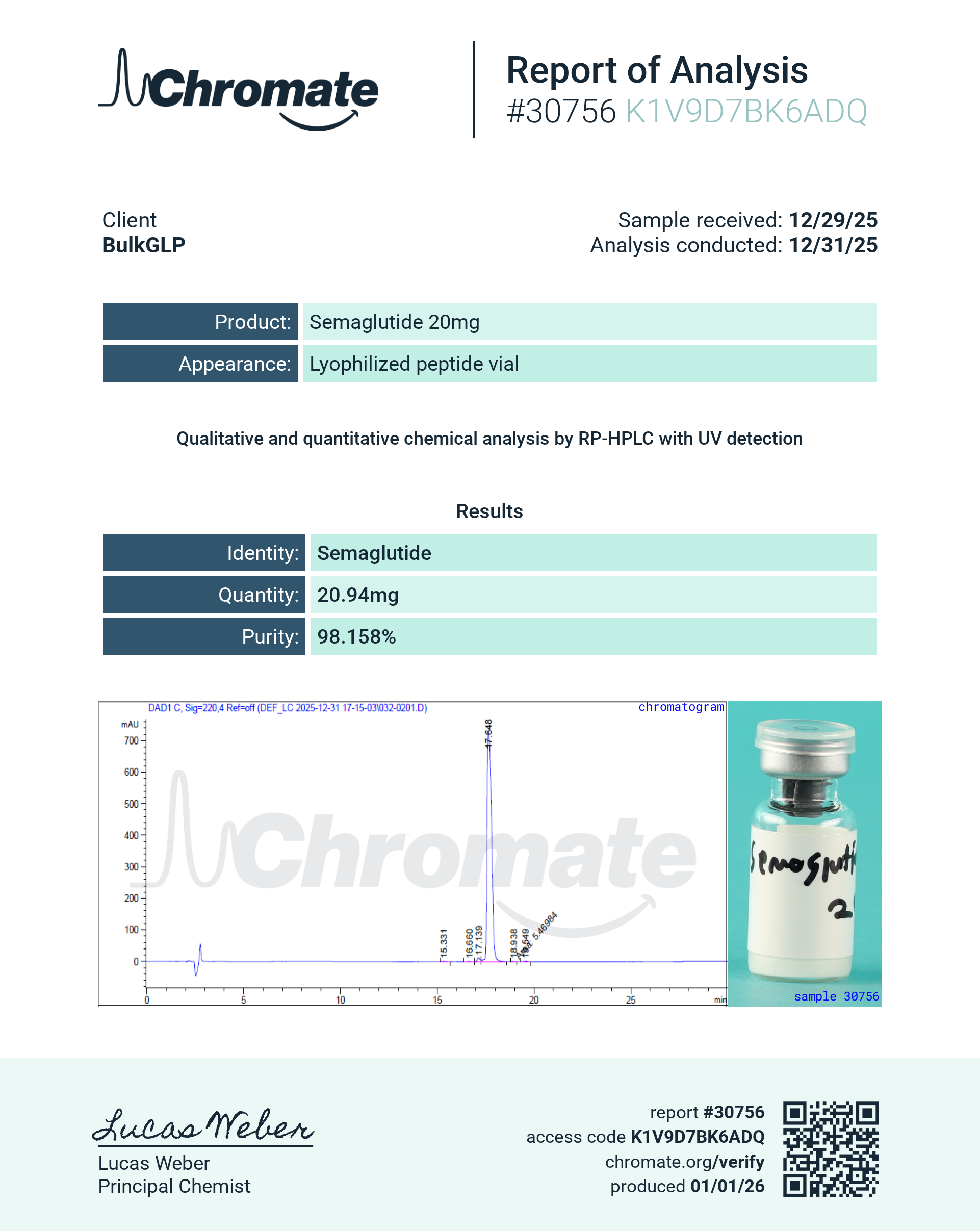 Buy Semaglutide Bulk Powder (1g) (Lyophilized) - Image 2